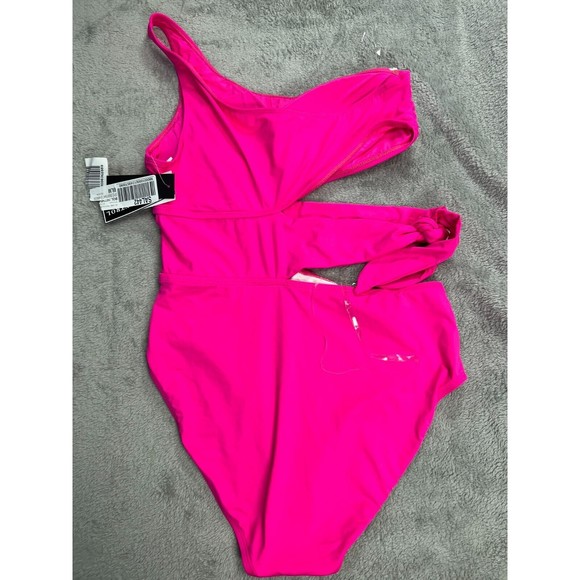 NWT LA Blanca Manhattan One Piece Swimsuit Cutout One Shoulder Womens 12 Pink 1 - Picture 4 of 5